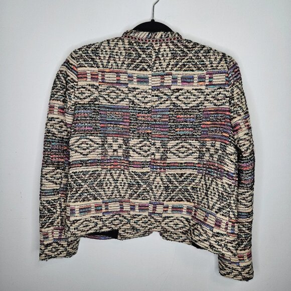 ZARA Jacquard Jacket Sz M Cropped Multicolor Boho Bohemian Multicolor - Picture 12 of 12